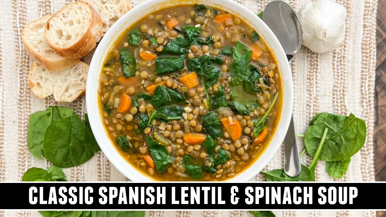 Classic Spanish Lentil & Spinach Soup   Heart-Healthy ONE-PAN Recipe