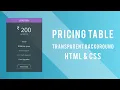 Pricing Table In Transparent Design Using Pure HTML CSS