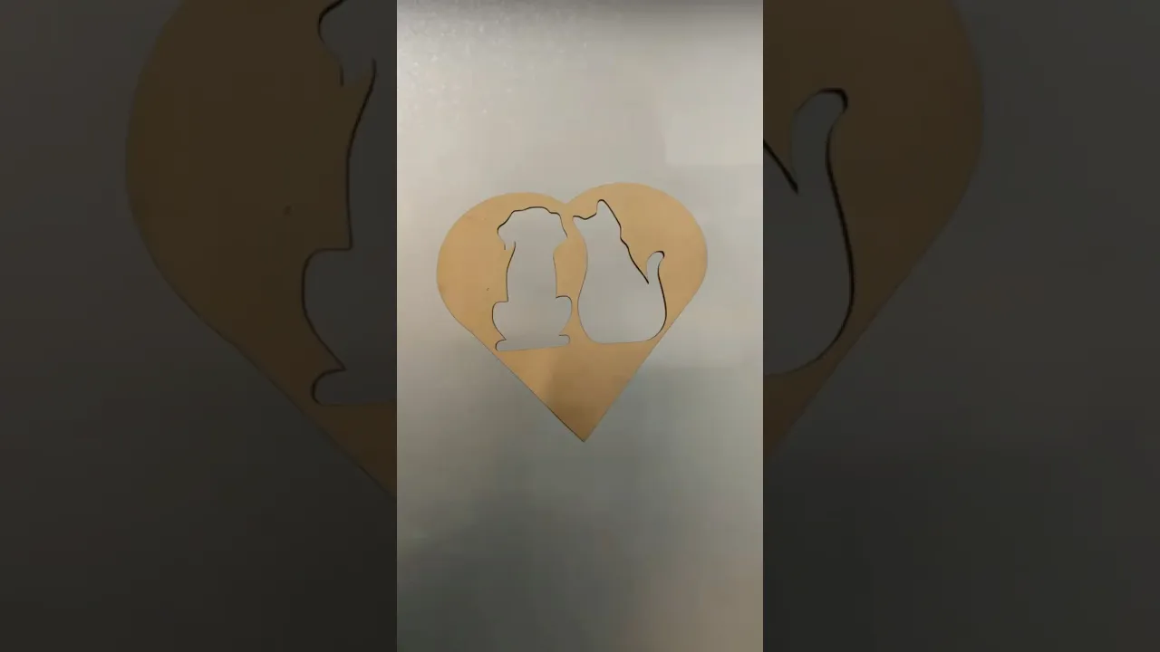 Dog & Cat Heart Shape Design Wall Art