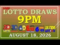LOTTO RESULT 9PM DRAW AUGUST 18 2026 LottoResultTV15K