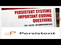 PERSISTENT SYSTEMS IMPORTANT CODING QUESTIONS FOR OFFCAMPUS DRIVE 2020 MUST WATCH THIS