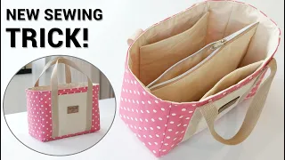 A New Way to Sew a Zippered Divider Pocket! No-Waste Tote Bag