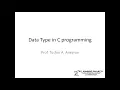 Lecture 4 Data Types in C programming