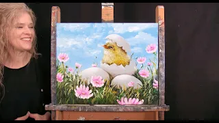 Learn How to Paint SPRING CHICK with Acrylic - Paint and Sip at Home