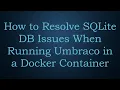 How to Resolve SQLite DB Issues When Running Umbraco in a Docker Container