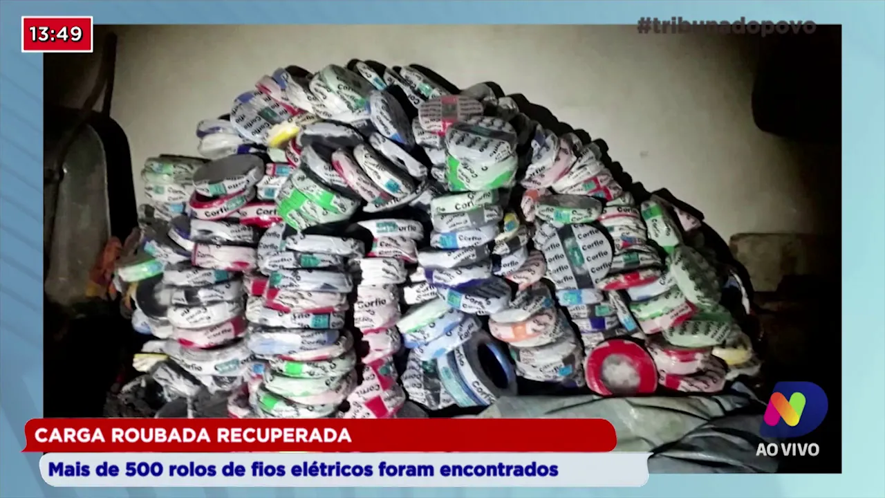 Carga roubada recuperada: Mais de 500 rolos de fios elétricos foram encontrados