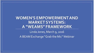 Women s economic empowerment through market systems approaches