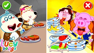 Canção do Espaguete 😋 Boas Maneiras à Mesa para Crianças 🧐 Família Wolfoo 🌸 Lucy Canções Infantis
