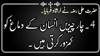چار چیزیں انسان کے دماغ کو کمزور کرتی ہے۔ حضرت علی                                               دندنها