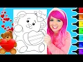 Coloring a Valentine s Day Bear Coloring Page Ohuhu Art Markers
