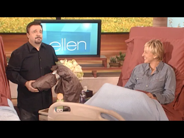 Nathan Lane Helps Ellen in Her Hospital Bed