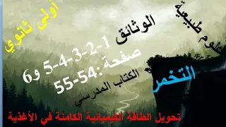 وثيقة 5 4 3 2 1 و 6 صفحة 54 و 55 من كتاب علوم الطبيعة و الحياة للسنة أولى ثانوي التخمر ملخص 1As 