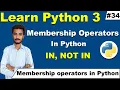Membership operator in Python In NOT In membership operator in Python in Hindi cyber warriors