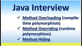 Java Interview Method Overloading compile-time Overriding runtime Polymorphism Method Hiding