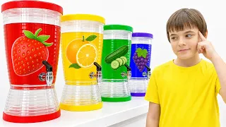Bogdan and Anabella Make Colorful Fruits Water Drinks
