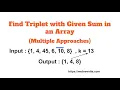 Find Triplet with Given Sum in an Array Programming Tutorials