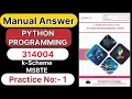 PYTHON PROGRAMMING Subject code 314004 Manual Answers Diploma Engineering Practical
