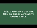 SQL Working out the SQL to query a priority queue table