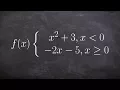 How to evaluate for three different values of a piecewise function