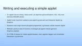 Writing and executing a simple applet Lecture 05 Java Applet Programming
