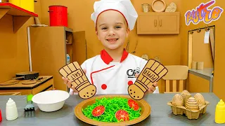 Chris opens a Cardboard cafe - Funny kids stories