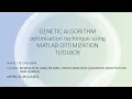 GENETIC ALGORITHM optimization technique using MATLAB OPTIMIZATION TOOLBOX new