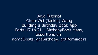 Java Tutorial Birt ay Book App 17 to 21