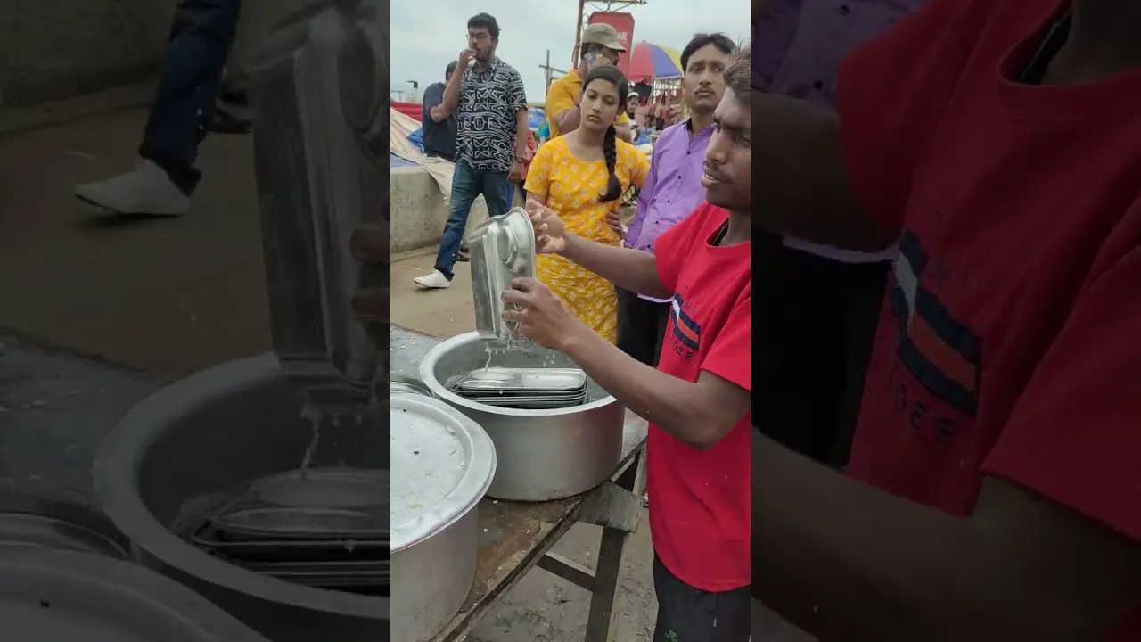 Washing Plates in Same Water   Popular Beach Side Tiffin Stall   Early Morning Breakfast in Orissa