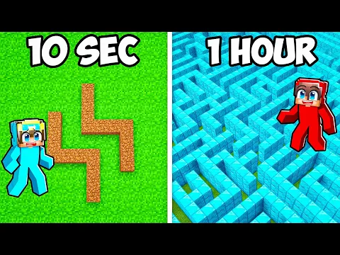 Video Thumbnail: 10 Seconds vs 1 Hour GIANT MAZE Build Challenge!