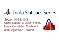Statdisk Section 10-2 10-3 Using Statdisk to Determine Linear Corr Coeff Regression Equation