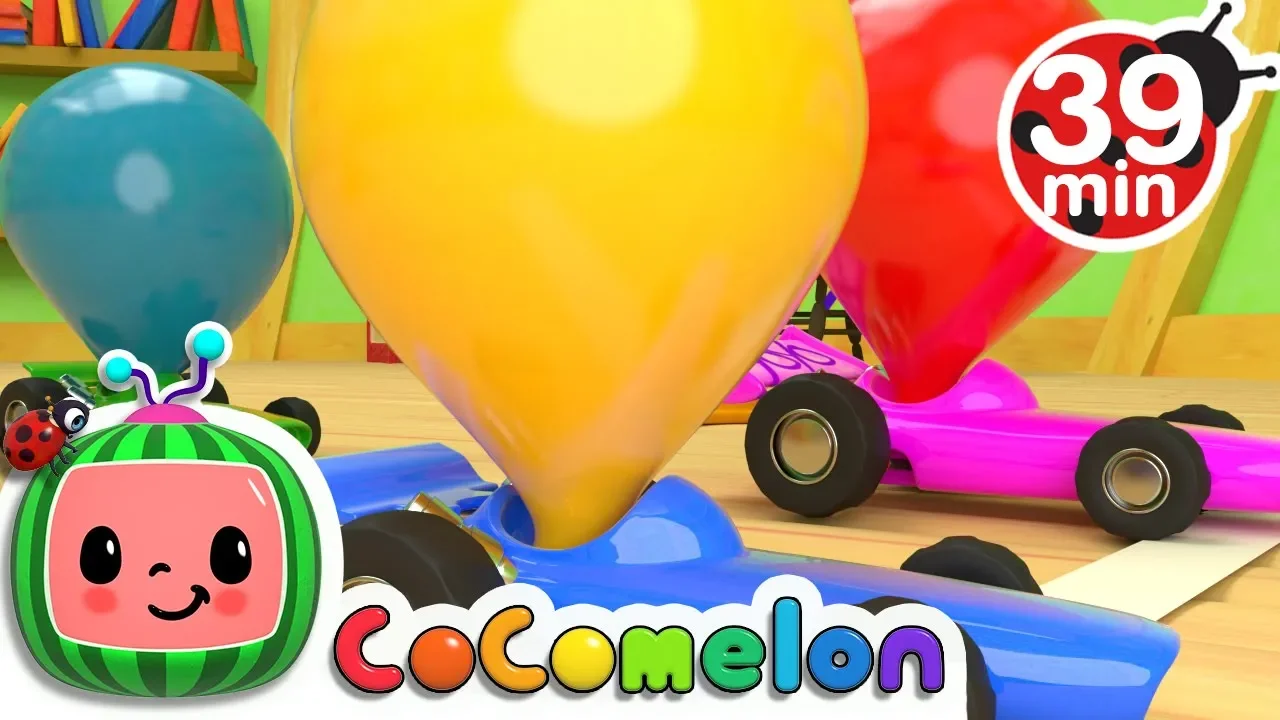 Toy Balloon Car Race + More Nursery Rhymes & Kids Songs - CoComelon