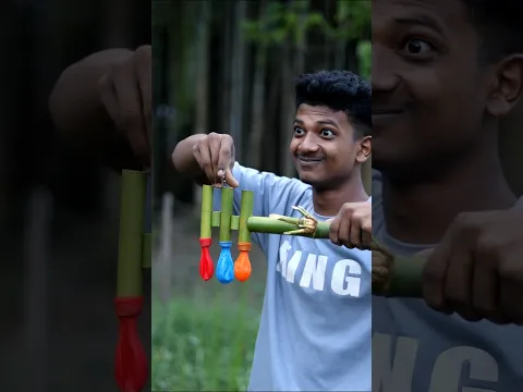 Creative Bamboo Craft With Three Colorful Balloons