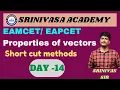SHORT CUT METHODS DAY-14 PROPERTIES OF VECTORS MATHEMATICS SRINIVASA ACADEMY