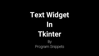 Text Widget in Tkinter