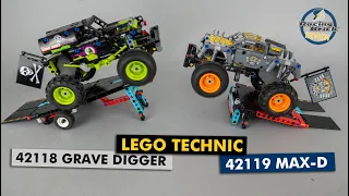 LEGO Technic Monster Jam pullback sets review - 42118 Grave Digger & 42119 Max-D