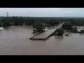 From the air Bridge collapse in Kingsland TX after heavy rains