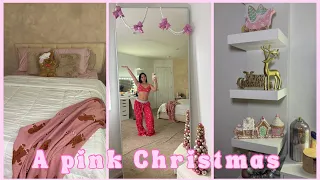 Decorating My Room For Christmas | pink theme