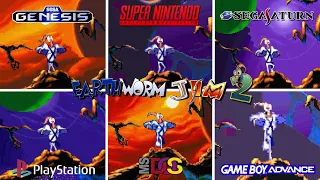 earthworm jim 2 1995 genesis vs snes vs saturn vs ps1 vs dos vs gba graphics comparison 