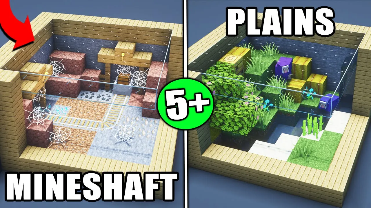 Minecraft 5+ MINI BIOMES Floor Build Hacks & Ideas