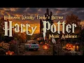 Halloween Hogwarts Ambience 🎃🔥 Weasley Burrow Campfire, Autumn Sunset & Harry Potter Music
