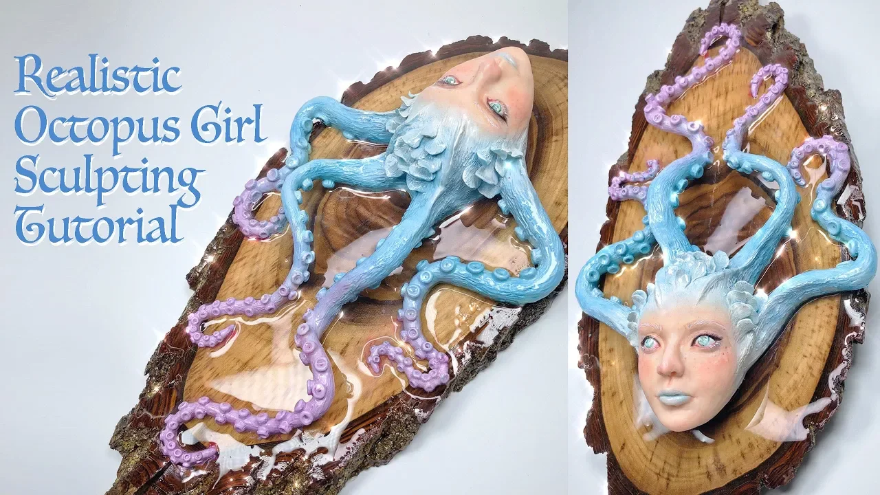 Octopus Girl | Polymer Clay Sculpture Making Process | Art Resin Tutorial