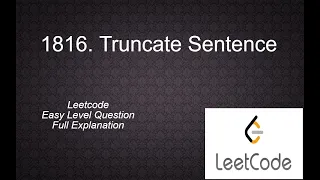 1816 Truncate Sentence Easy Level Question of leetcode Truncate Sentence 1816 Solution in py3
