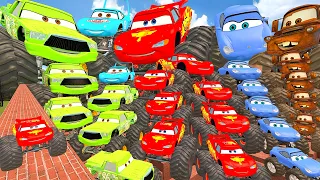 All Size Tiny To Giant Lightning Mcqueen Monster Truck Cars in Maze EP 18