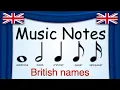 Music Notes British Names Semibreve Minim Crotchet Quaver Semiquaver Green Bean s Music