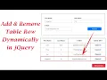 Add and Remove HTML Table Row Dynamically in JQuery Add Table Row Remove Table Row