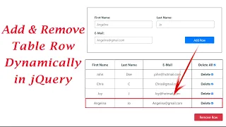 Add and Remove HTML Table Row Dynamically in JQuery Add Table Row Remove Table Row