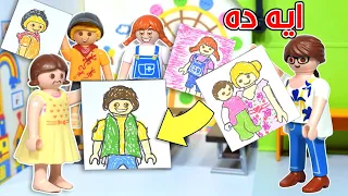 مسابقة كل واحد يرسم ماما و بابا عائلة ساندي قصص اطفال 