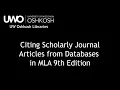 Citing Scholarly Journal Articles from Databases in MLA 9th