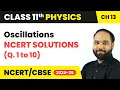 Oscillations - NCERT Solutions Q 1 to 10 Class 11 Physics Chapter 13 CBSE 2025-26