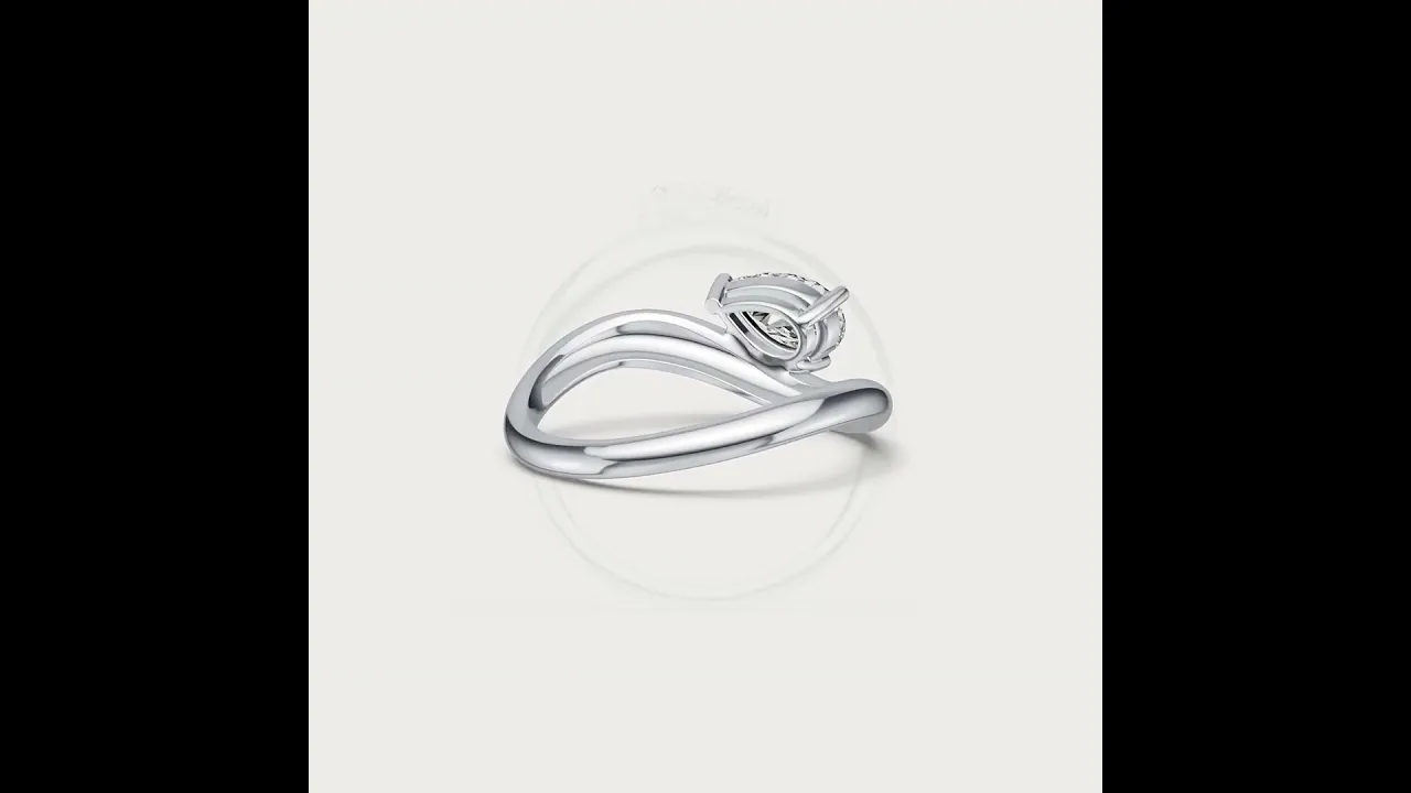 0.75 CT Prong Pear Lab Grown Diamond Wave Ring in Sterling Silver